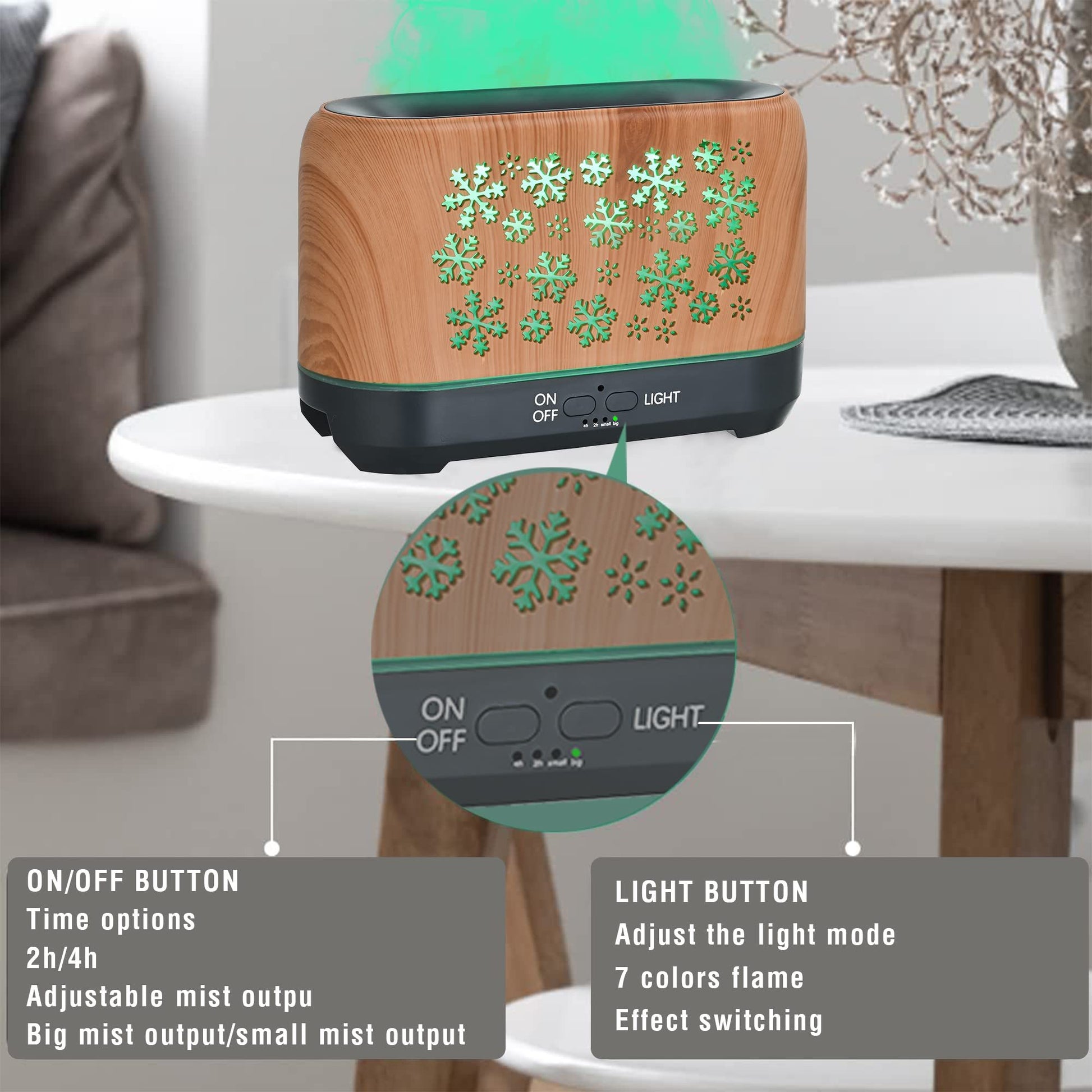 Christmas Snowflake Pattern Humidifier Household Colorful Aromatherapy Humidifier Atmosphere Colorful Diffuser - NovaPick