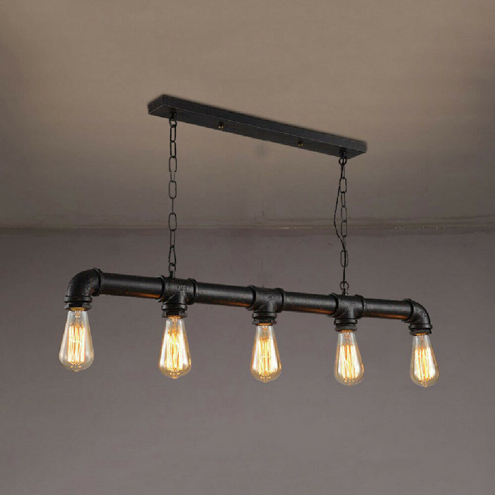 Industrial 5-Light Black Pipe Chandelier