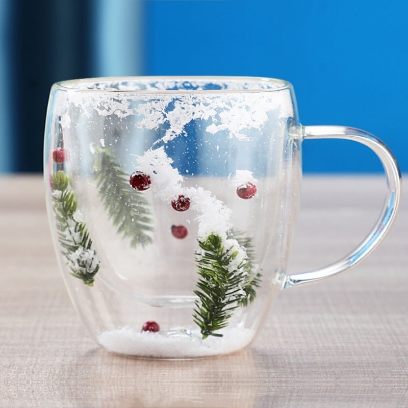 Christmas High Borosilicate Heat-resistant Double Layer Glass Cup - NovaPick