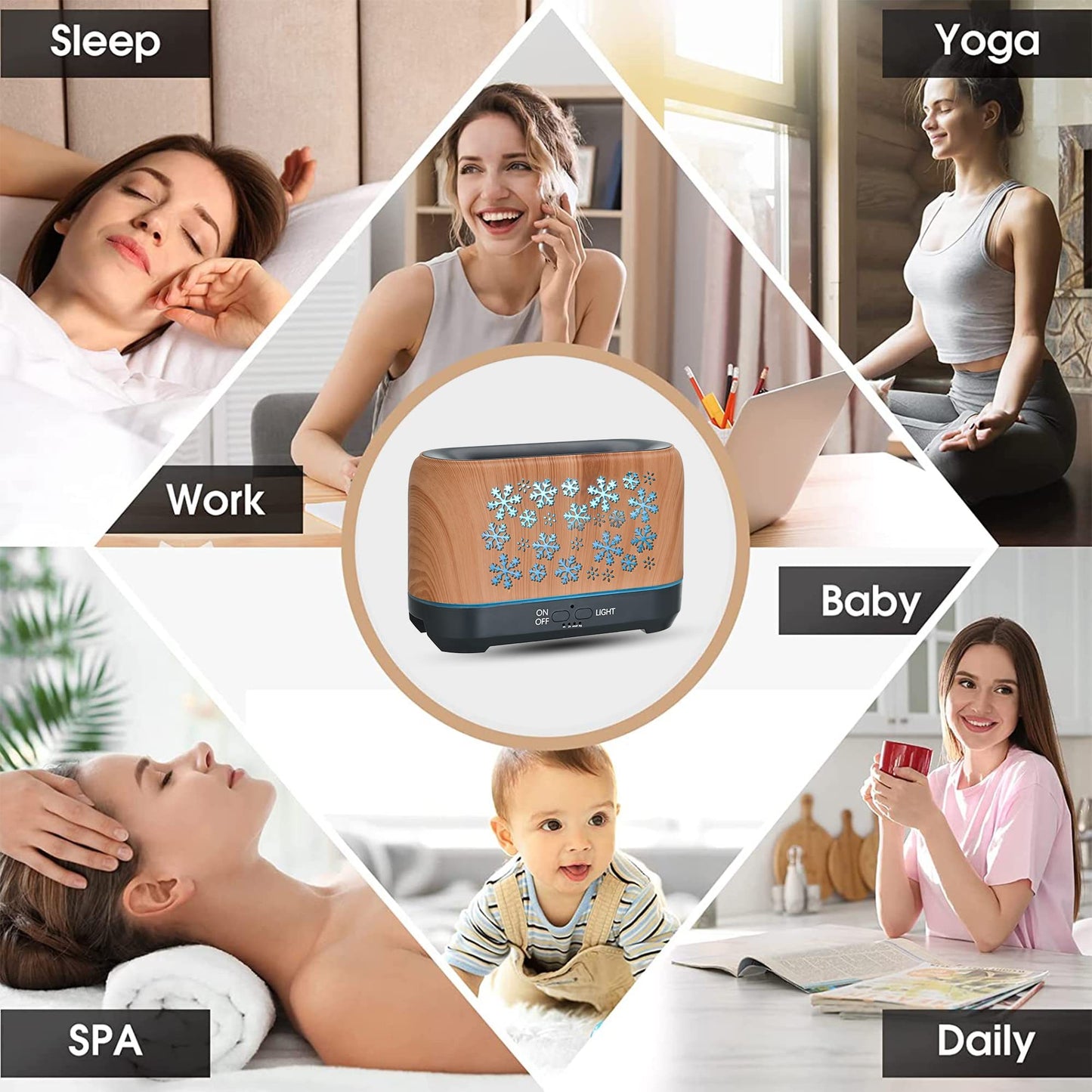 Christmas Snowflake Pattern Humidifier Household Colorful Aromatherapy Humidifier Atmosphere Colorful Diffuser - NovaPick