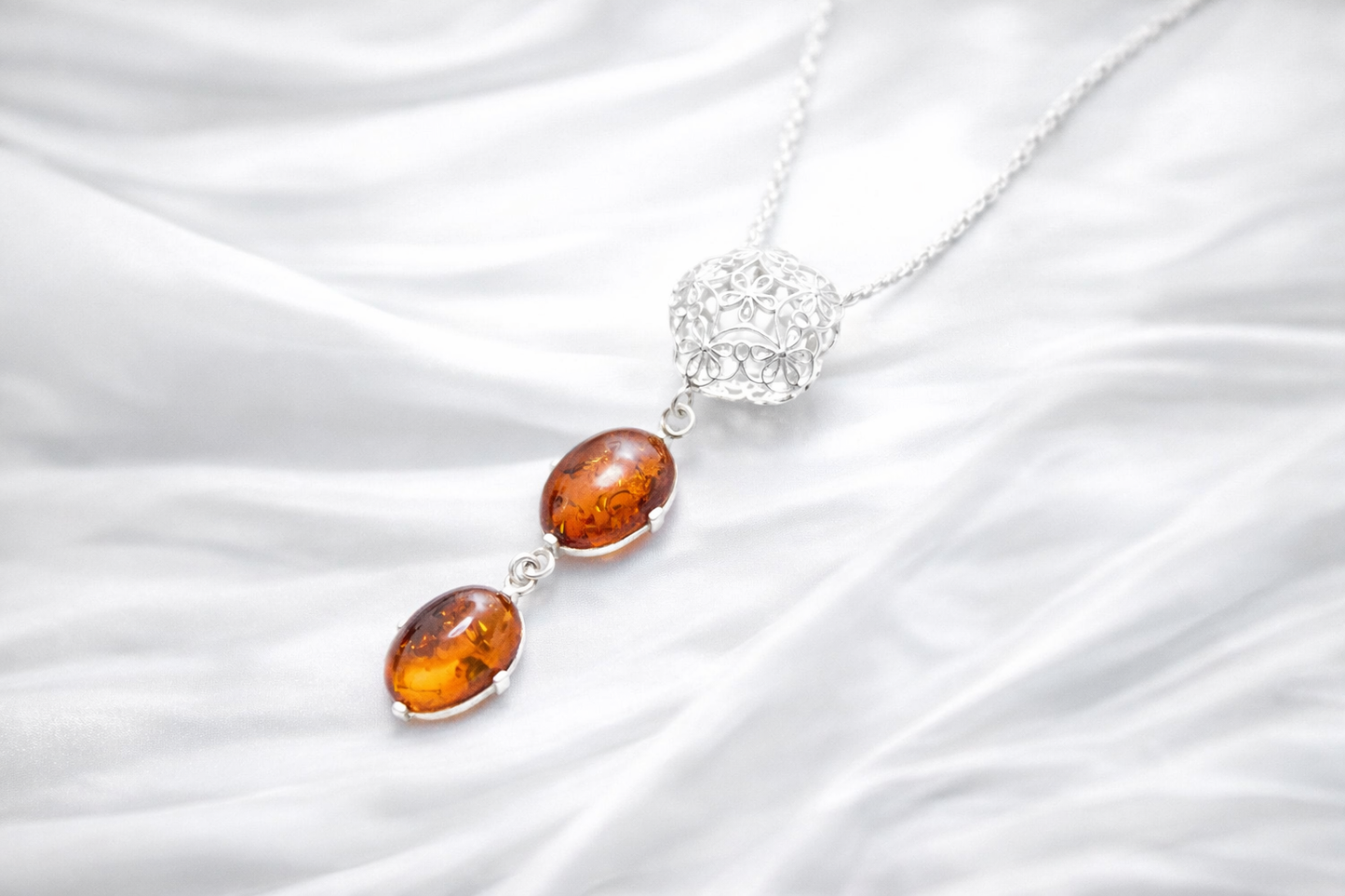 Long Amber Drop Y Necklace - NovaPick